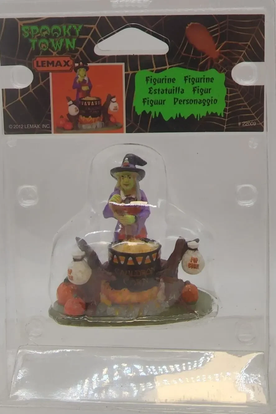 CAULDRON CORN LEMAX SPOOKY TOWN Village Halloween WITCH Figurine RARE 2012 NIP